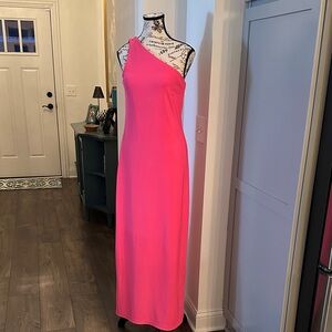 Elegant Hot Pink One-Shoulder Dress by Boston Proper in Size XS